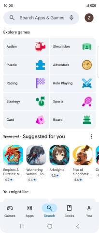 Press the search field.