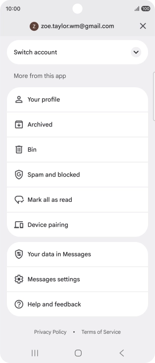 Press Messages settings.