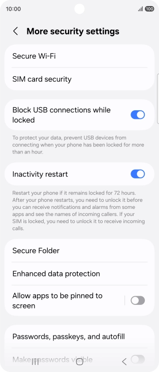 Press SIM card security.