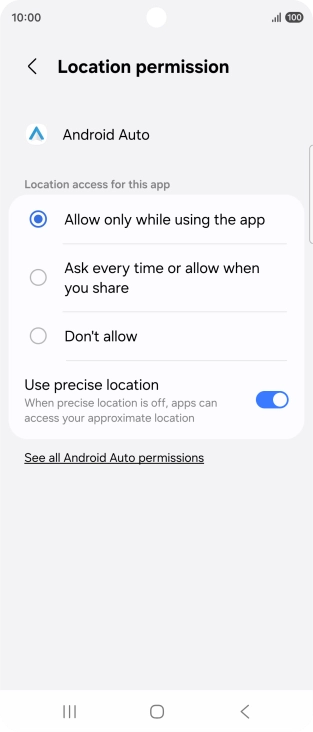 Press the required setting. Press the required setting.