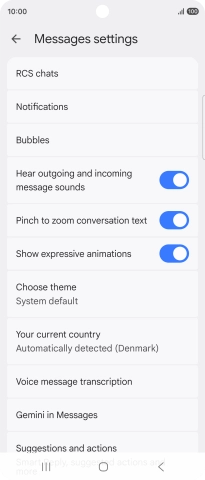 Press Gemini in Messages.