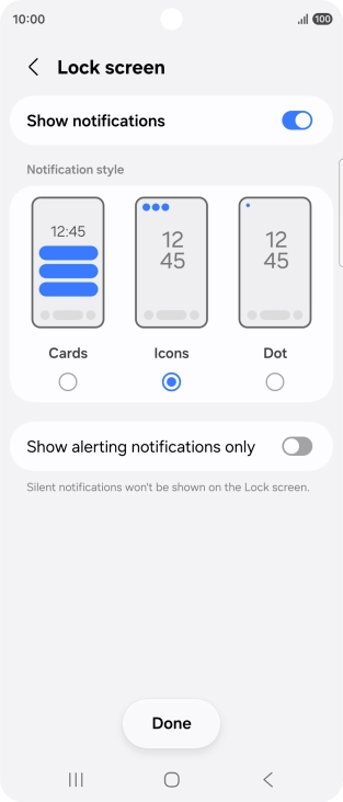Press the required settings to turn them on or off.