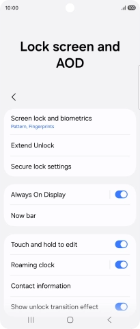 Press Screen lock and biometrics and key in the additional phone lock code you created earlier.