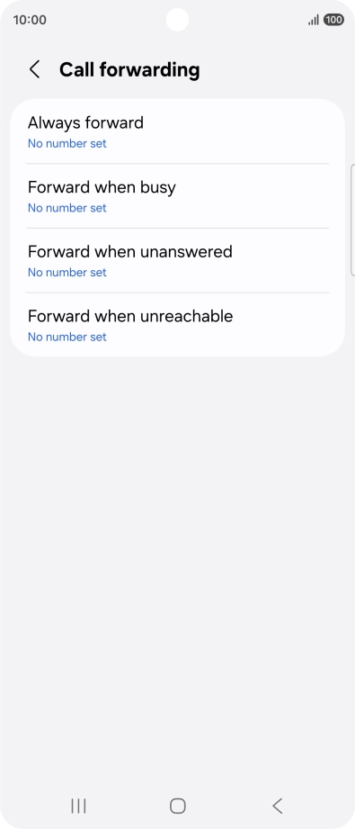 Press the required divert type. Press the required divert type.