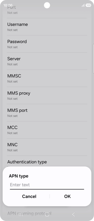 Key in default and press OK.