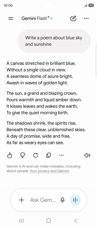 You can ask Gemini to generate a text based on your description.