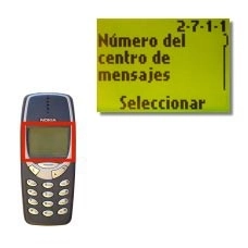 La pantalla muestra ahora Número del centro de mensajes, pulse Seleccionar.