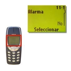 La pantalla muestra Alarma, pulse Seleccionar.