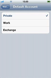 When the box next to an email account is ticked (V), the account is set as the default account.