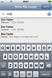 A picture message containing the picture or video clip is created.Key in the first letters of the required contact.Matching contacts are displayed.Press the required contact.