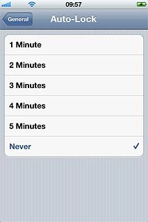 To turn off automatic key lock:Press Never.