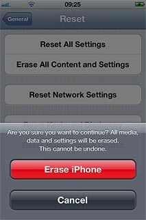 Press Erase iPhone to confirm.
