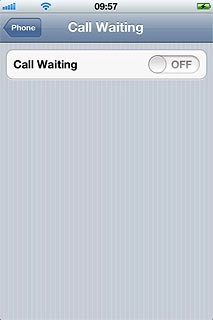Press the indicator next to Call Waiting.Depending on the current setting, the function is turned on or off.
