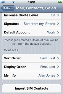 Press Import SIM Contacts.