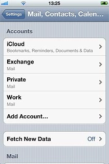 Press the name of the Exchange email account you've just set up.
