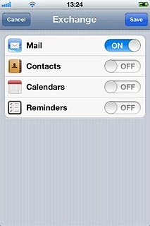 Press the indicator next to the required data type to turn synchronisation of the specific data types on or off.