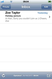 Press the new email message icon in the bottom right corner of the display.