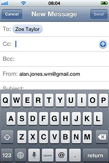 Press Cc or Bcc.Key in the first letters of the required contact.Matching contacts are displayed.