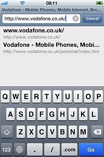 Key in the address of the required web page and press Go.