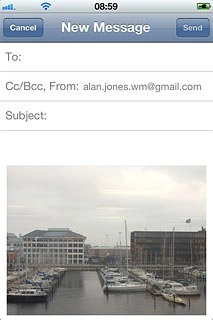 An email message containing the picture or video clip is created.Press To and key in the first letters of the required contact.