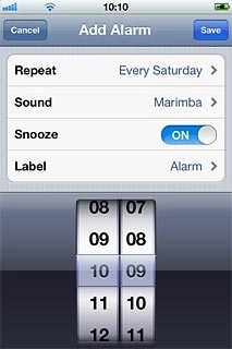 Press the indicator next to Snooze.Depending on the current setting, the function is turned on or off.