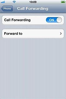 Press the indicator next to Call Forwarding to turn off the function.A request to cancel all diverts is sent to the network.