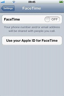 Press the indicator next to FaceTime to turn on the function.
