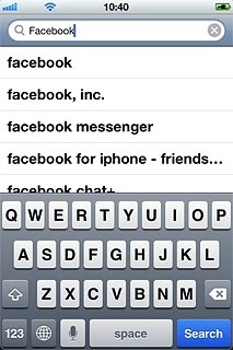 Key in Facebook and press Search.
