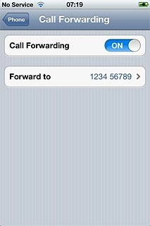 Press the indicator next to Call Forwarding to turn off the function.