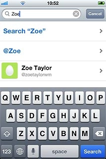 Press the required Twitter contact.