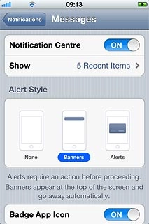 Depending on the menu item selected, more settings may be available. Follow the instructions on the display to select the required settings.Press Notifications to save the settings.