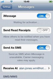 Press the indicator next to Send as SMS.Depending on the current setting, the function is turned on or off.
