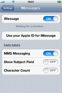 If you've not yet logged on with your Apple ID:Press Use your Apple ID for iMessage.