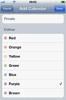 To select the colour for appointments in the calendar:Press the required colour.