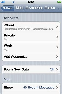 Press the name of the email account you've just set up.