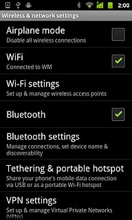 When the box next to the menu item is ticked (V), Bluetooth is turned on.