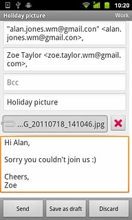 Press Send when you've finished your email message.