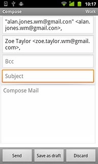 Press Subject.Key in a subject for the email message.