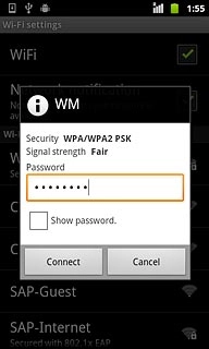Follow the instructions on the display to select security settings, if required.Press Connect.