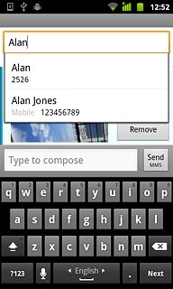 A picture message containing the picture or video clip is created.Key in the first letters of the required contact.Matching contacts are displayed.Press the required contact.