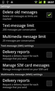 Press Delivery reports below Multimedia message (MMS) settings to turn the function on or off.