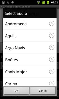 Press the field next to the required audio file.