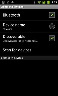 Press Scan for devices.Your phone now searches for devices and after a moment, a list of Bluetooth devices within range is displayed.
