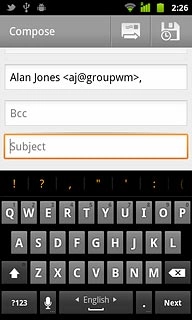 Press Subject.Key in a subject for the email message.