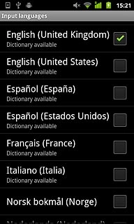 When the box next to a language is ticked (V), it's selected.