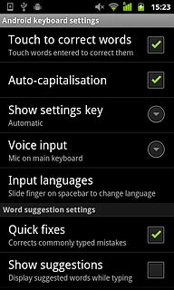 Press Show suggestions to turn word suggestion on or off.