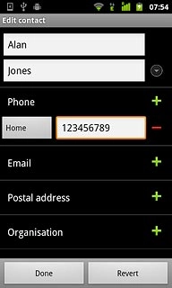 To change number type:Press the field below Phone.