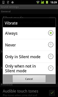 To turn on vibration:Press Always, Only in Silent mode or Only when not in Silent mode.