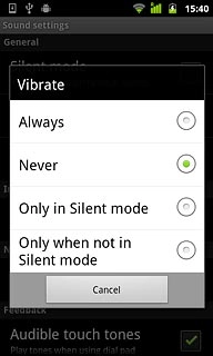To turn off vibration:Press Never.