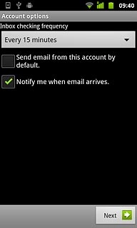 Press the drop down list below Inbox checking frequency.